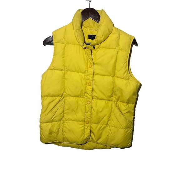 Lands End quilted down vest S (6/8) mustard - Picture 1 of 8